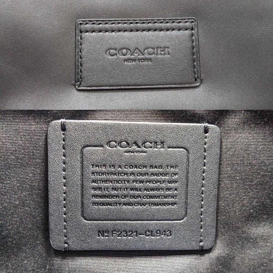 COACH コーチ F2321 リュックサック シグネチャー F2321 レザー PVC ブラック カモフラ 迷彩 総柄 バックパック 巾着_画像10