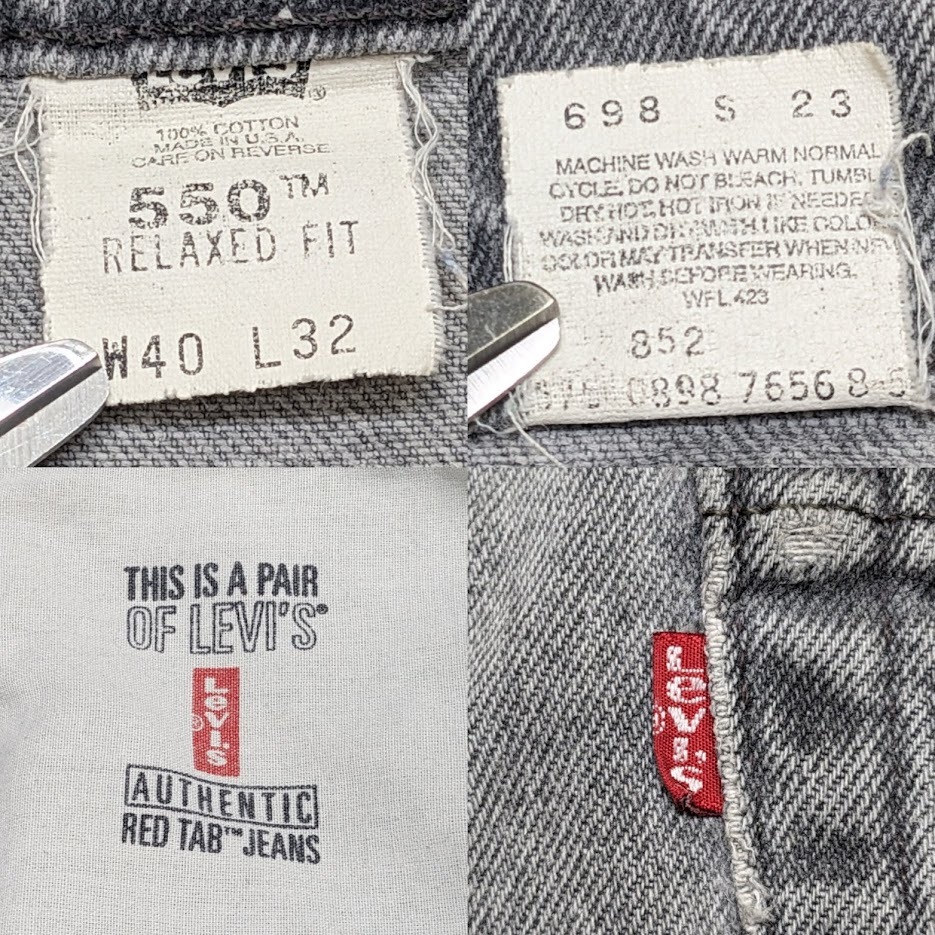 90s USA製 Levi's リーバイス 550 デニムパンツ RELAXED FIT グレー系 00550-0260 575 ヴィンテージ 90年代 米国製 アメリカ製_画像8