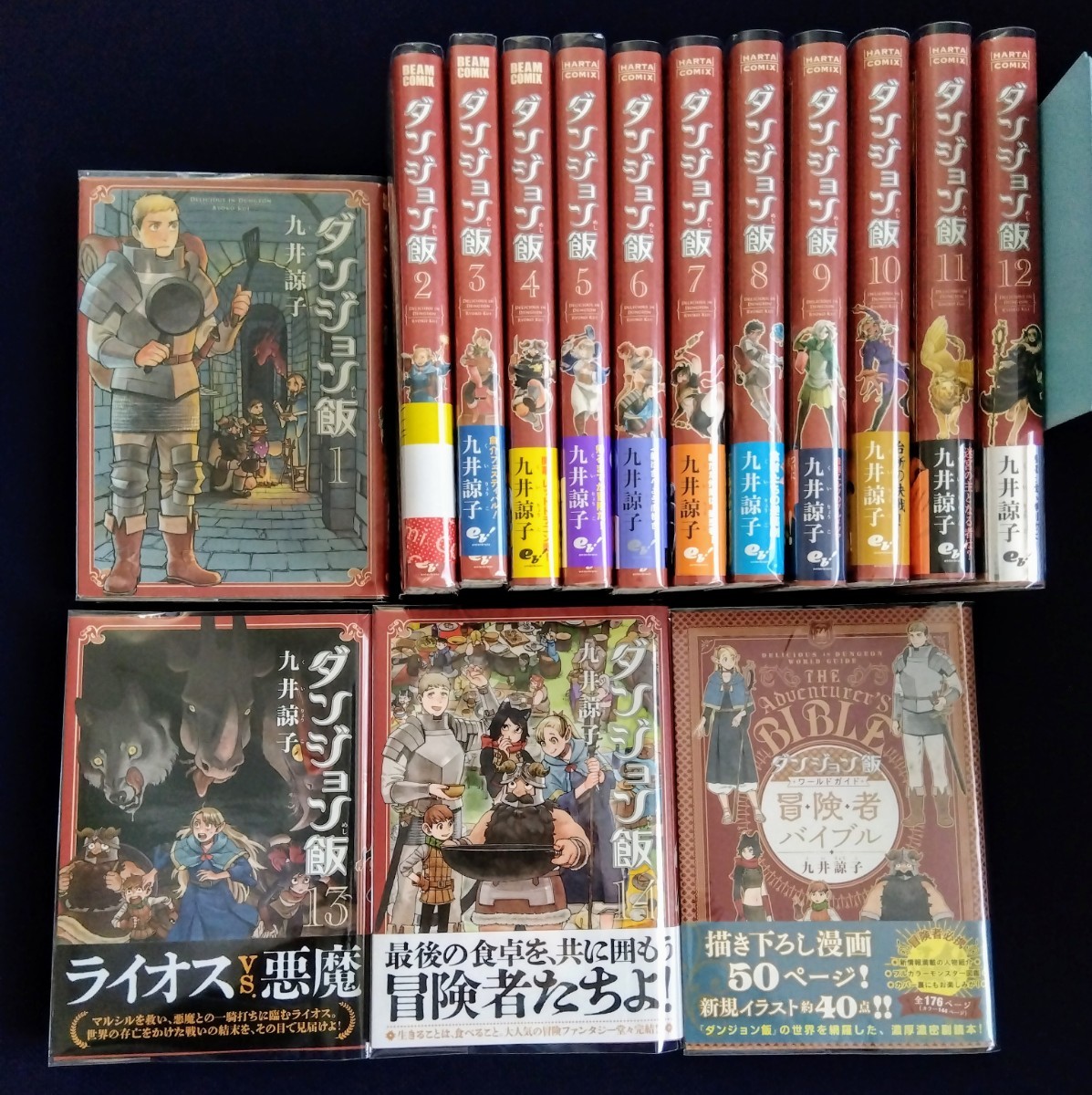 ダンジョン飯1〜14巻+冒険者バイブル 全巻セット 九井諒子 初版/帯付_画像1