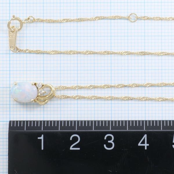K18YG ネックレス オパール ダイヤ 総重量約2.2g 約40cm 中古 美品 送料無料☆0315_画像5