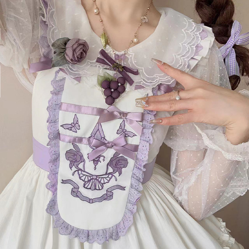 ロリータ クラロリ クラシカル ジャンパースカート ワンピース ドレス エレガント 華やか Lolita ロリィタ 刺繍 お花 蝶々 ガーリー 清楚_画像4