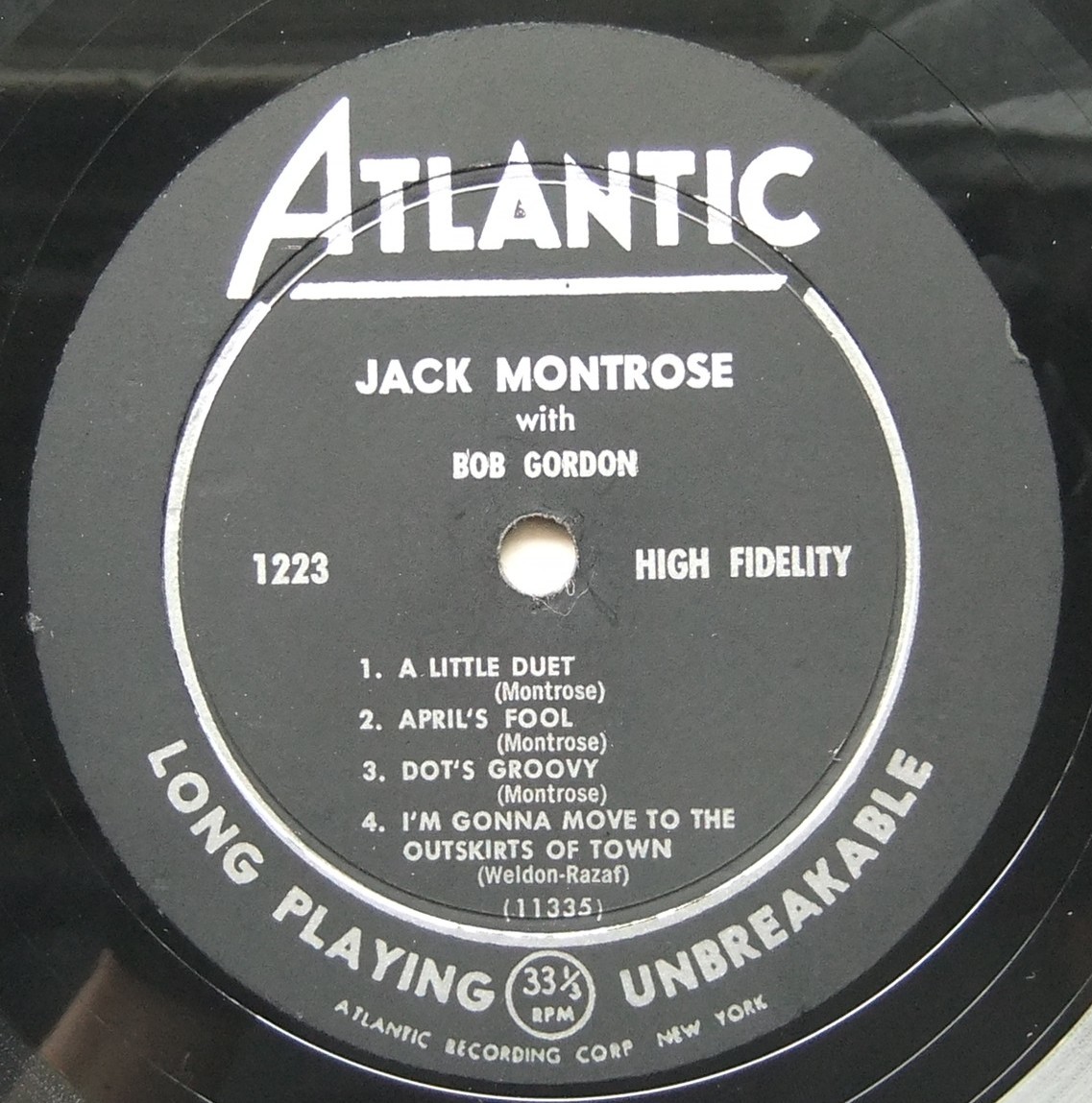 ◆ JACK MONTROSE with BOB GORDON ◆ Atlantic 1223 (black:dg) ◆ V_画像3