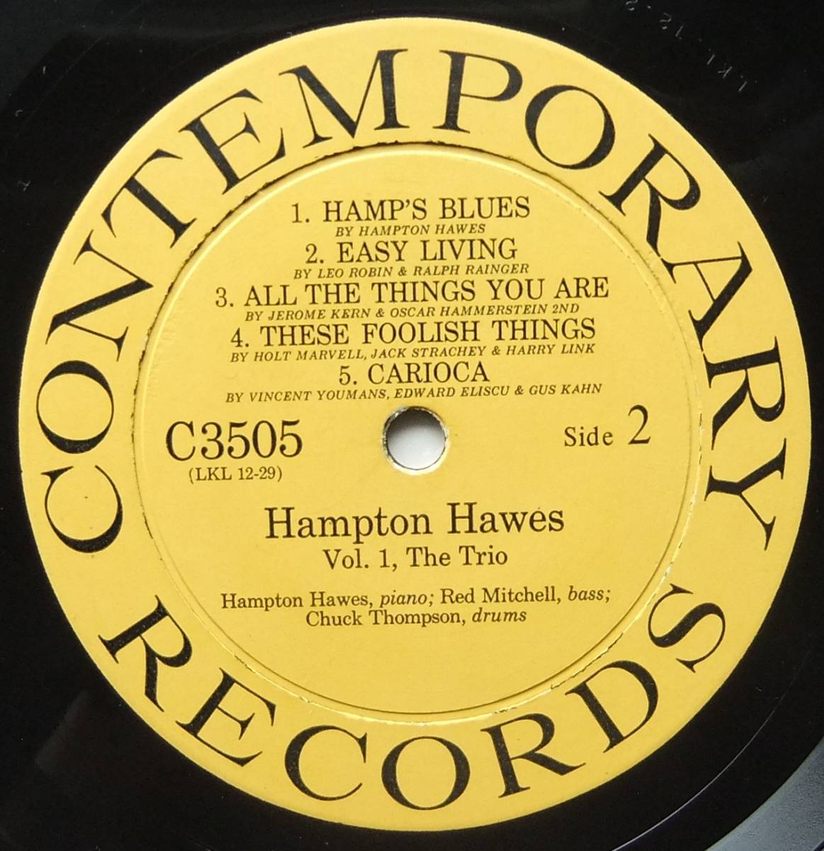 ◆ HAMPTON HAWES Vol.1 / The Trio ◆ Contemporary C3505 (yellow:dg) 裏２色 ◆_画像4