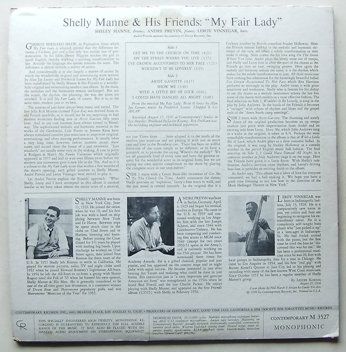 ◆ SHELLY MANNE & His Friends / My Fair Lady ◆ Contemporary M3527 (yellow:dg) ◆ S_画像2