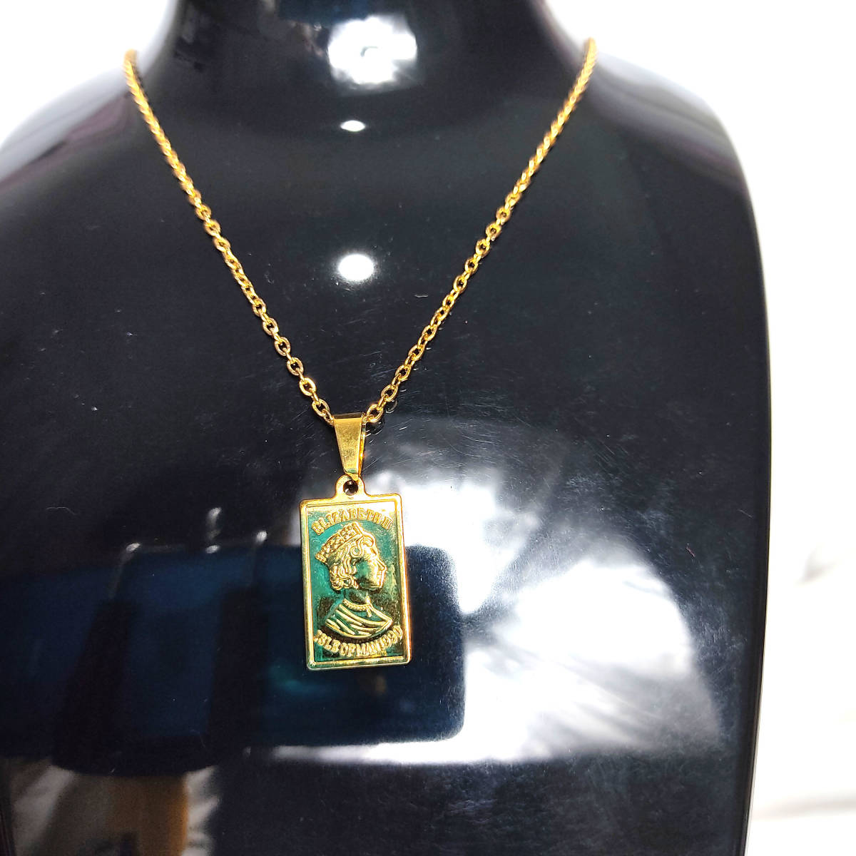 ゴールドネックレス 18kgp 鍍金 necklace Gold メンズ レディース 金 チェーン インゴット ネックレス ゴールド エリザベスコイン 141_画像4