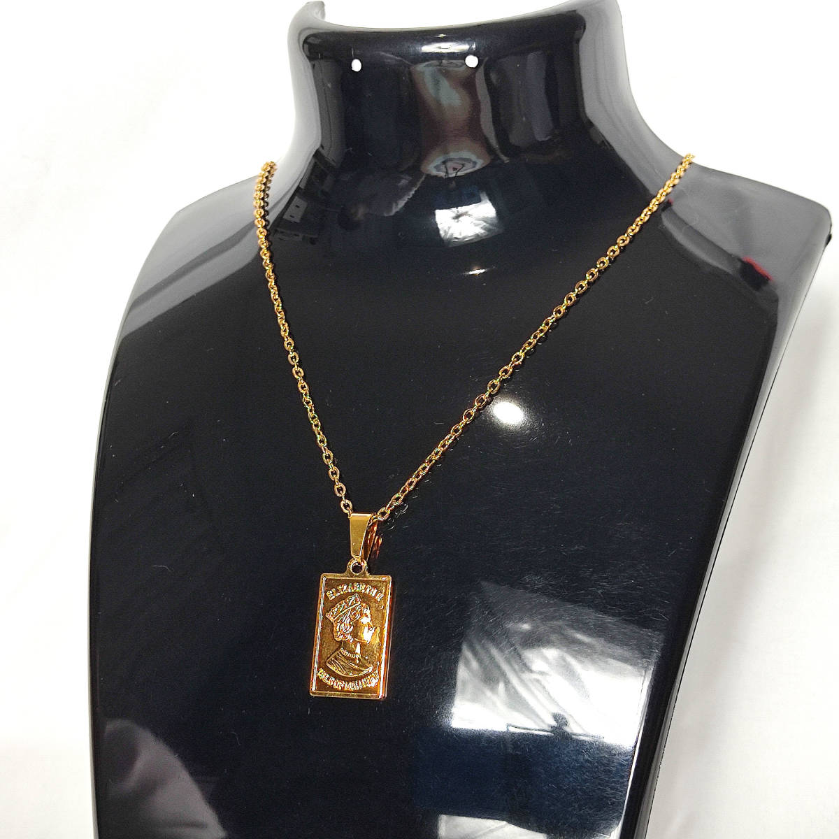 ゴールドネックレス 18kgp 鍍金 necklace Gold メンズ レディース 金 チェーン インゴット ネックレス ゴールド エリザベスコイン 141_画像3