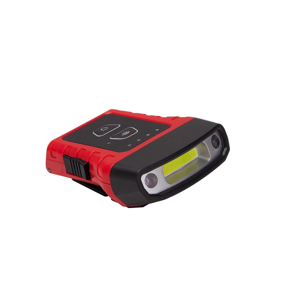 H100 赤　COBハットクリップライト、誘導強力ライト付きヘッドライトは180度回転可能、内蔵USB充電誘導ライト付き_画像1