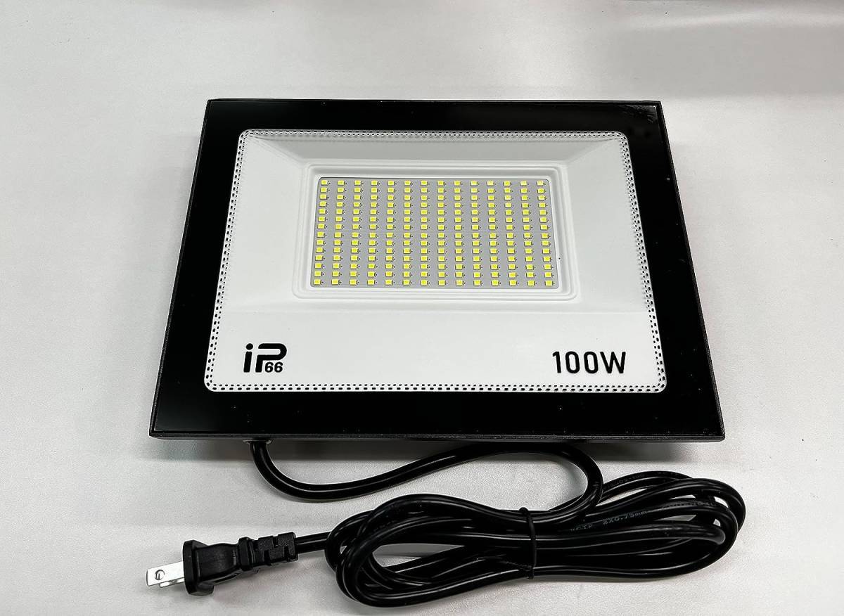 新型　100W IP66防水 LED 投光器 作業灯 15000LM フラッドライト 省エネ 高輝度 アース付きプラグ PSE適合 1.8Mコード_画像2