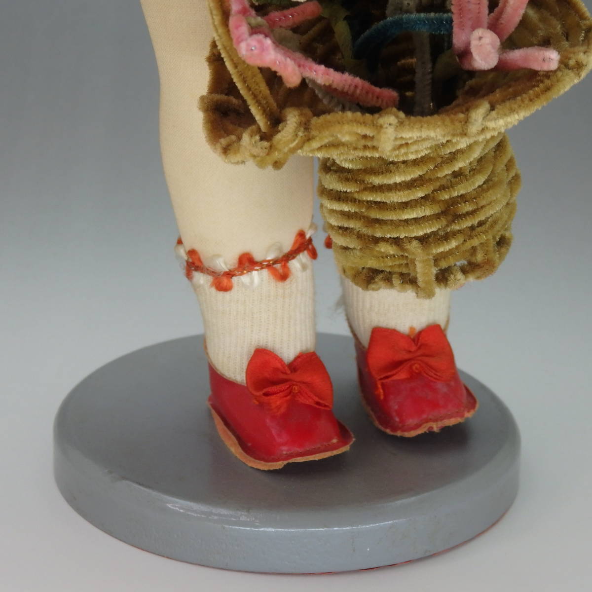 三越ドール　足太人形　花籠持った女の子　30.5cm　リラ人形　和製レンチドール　戦前　ビンテージ_画像8