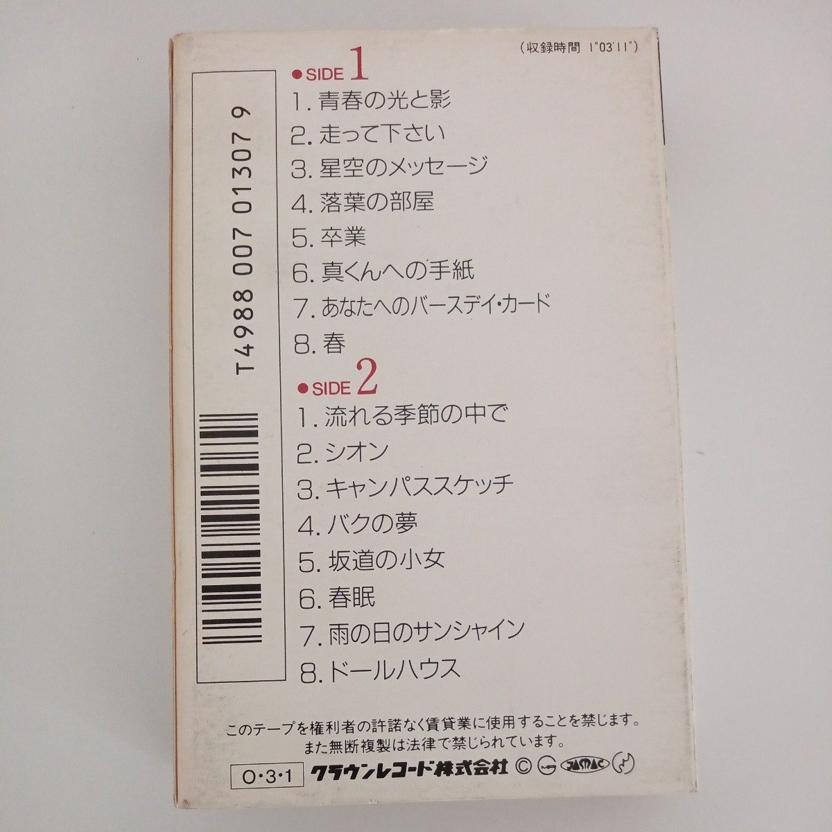 沢田聖子ベスト16　1979-1983 カセットテープ　歌詞カードつき　当時物　レトロ　中古品　_画像2
