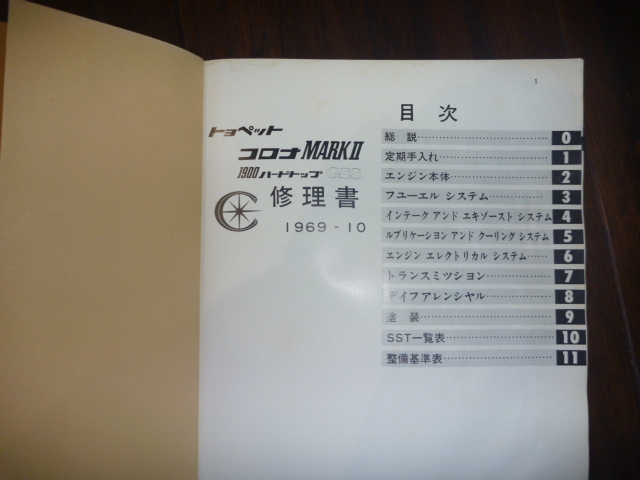 【貴重】　トヨタ　コロナマークⅡ1900　GSS　（RT75-M）1969-10（昭和44年）発売修理書_画像2