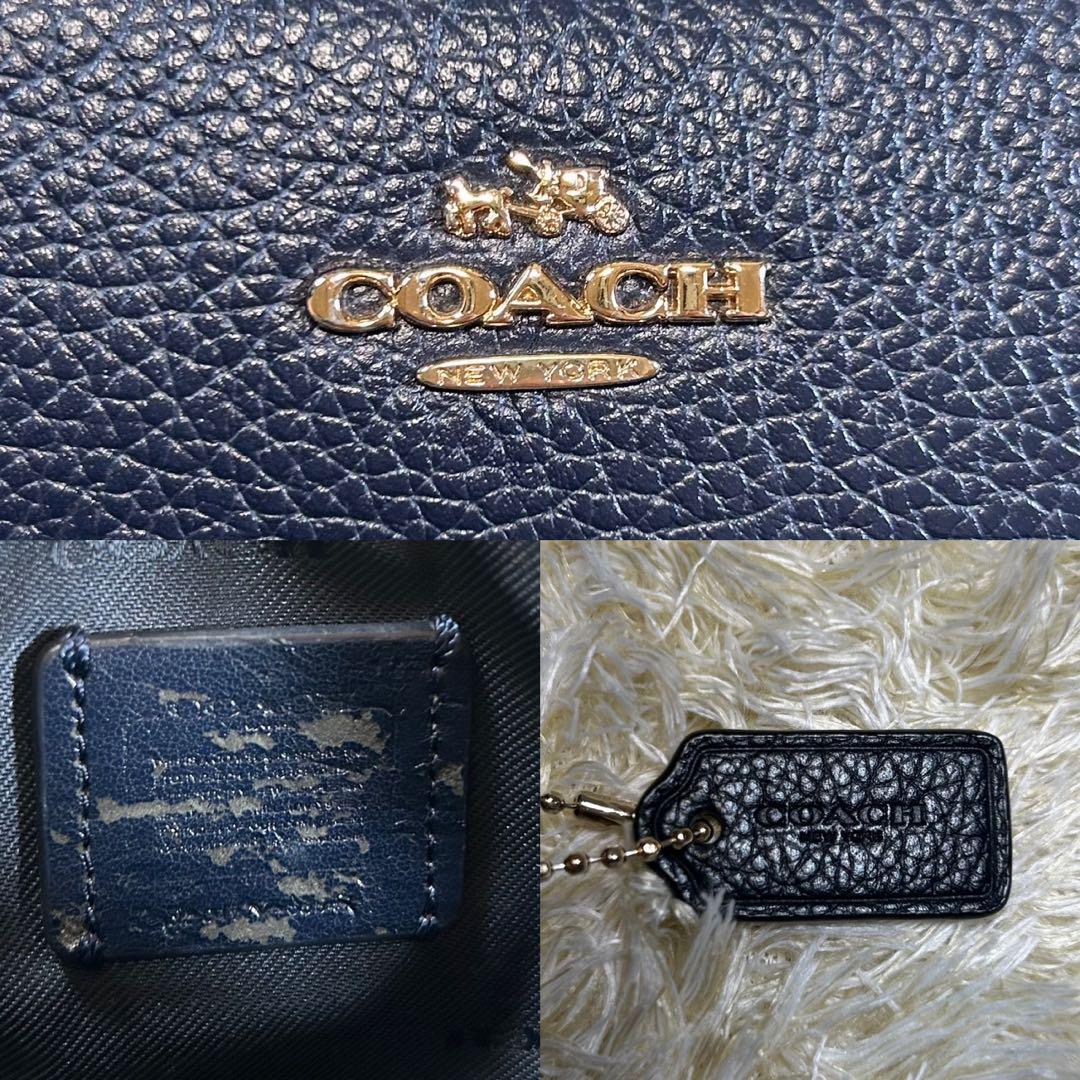 [ outside ultimate beautiful goods ] Coach 65547 shoulder bag leather navy diagonal .. body back diagonal .. shoulder .. leather Gold metal fittings 