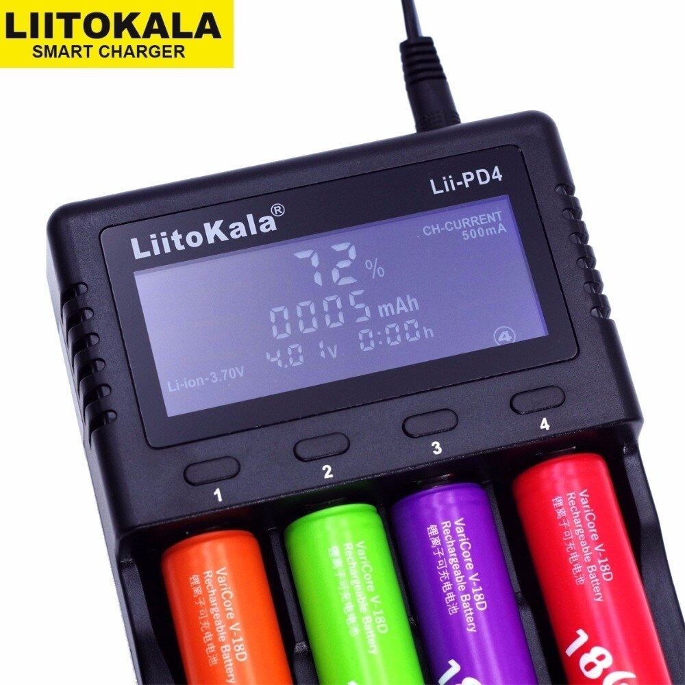 LiitoKala Lii-PD4 аккумулятор зарядное устройство 18650 26650 21700 18350 AA AAA 3.7V / 3.2V / 1.2V /1.5V lithium NiMH аккумулятор немедленная уплата возможность 