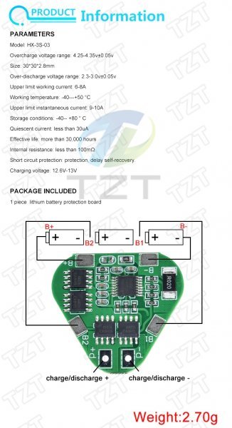 lithium battery protection panel 3s 12v 18650. charge protection 11.1v 12.6v 8A lithium ion battery pack bms pcm pcb HX-3S-03 immediate payment stock equipped 