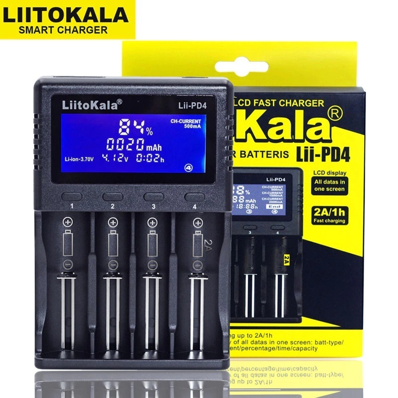 LiitoKala Lii-PD4 バッテリー充電器 18650 26650 21700 18350 AA AAA 3.7V / 3.2V / 1.2V /1.5VリチウムNiMHバッテリー　即納可能