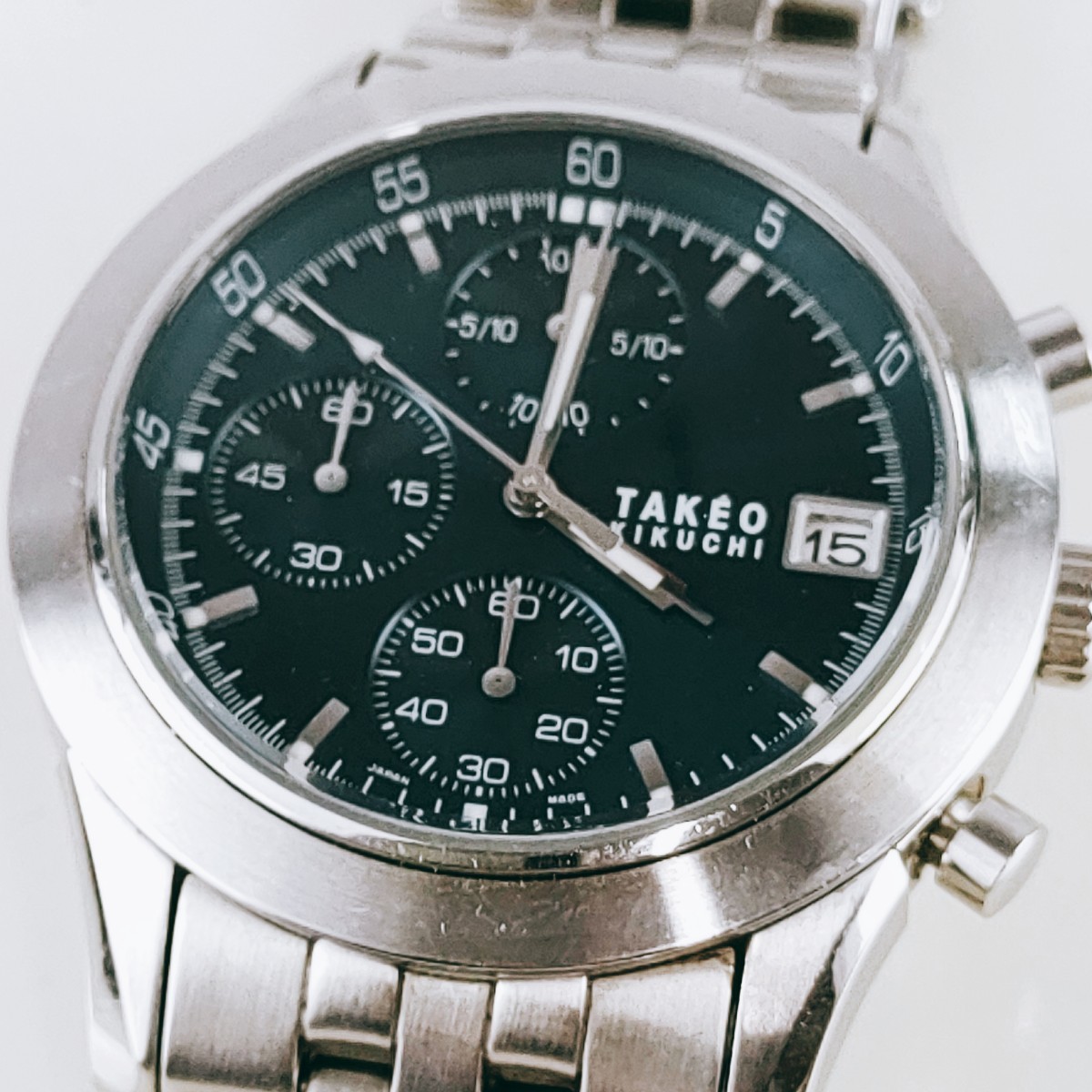 TAKEO KIKUCHI タケオキクチ 腕時計 アナログ シルバー基調 3針 青文字盤 アクセ アンティーク ヴィンテージ レトロ 時計 とけい トケイ_画像3