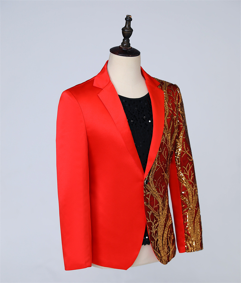 LR02-01 new goods suit jacket outer garment red red cosplay pattern tuxedo single stage costume men's suit outer garment S M L-6XL musical performance . chairmanship 