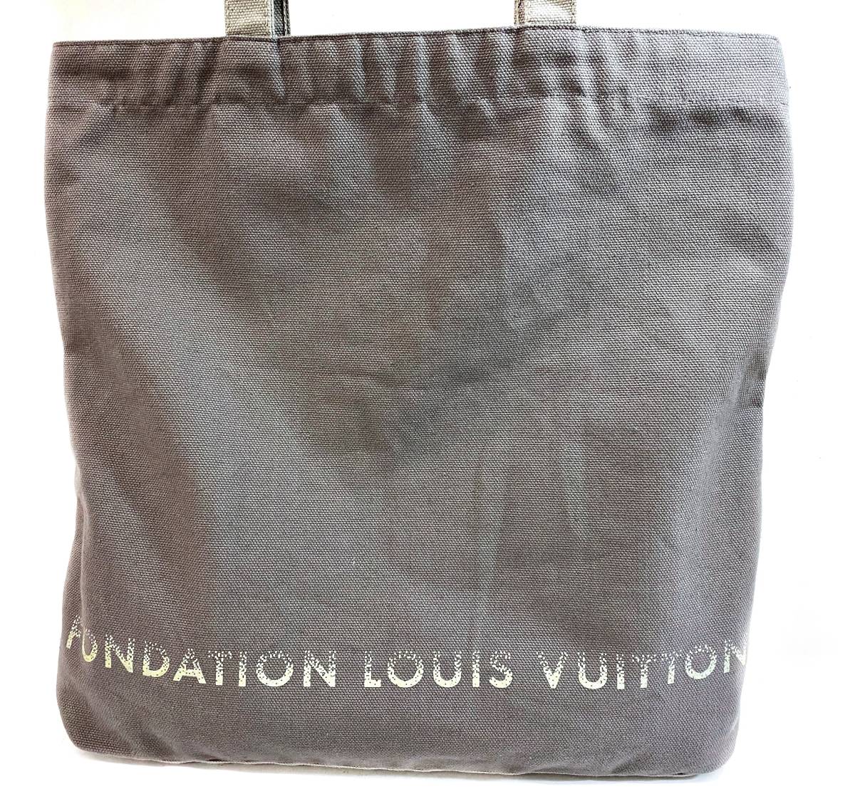 【即決】 LOUIS VUITTON ルイ ヴィトン フォンダシオン 美術館限定 トートバッグ ワンショルダー 肩掛け コットン 100％ グレーの画像2