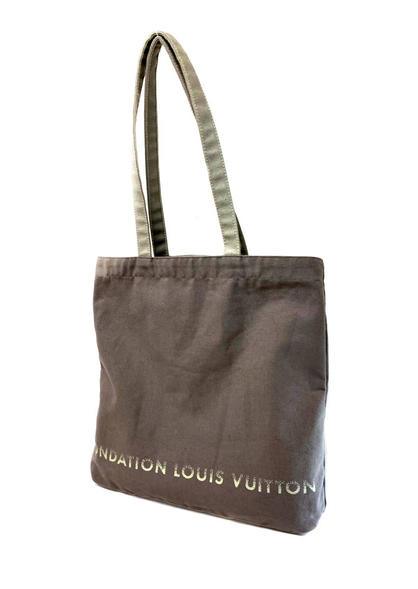【即決】 LOUIS VUITTON ルイ ヴィトン フォンダシオン 美術館限定 トートバッグ ワンショルダー 肩掛け コットン 100％ グレーの画像1