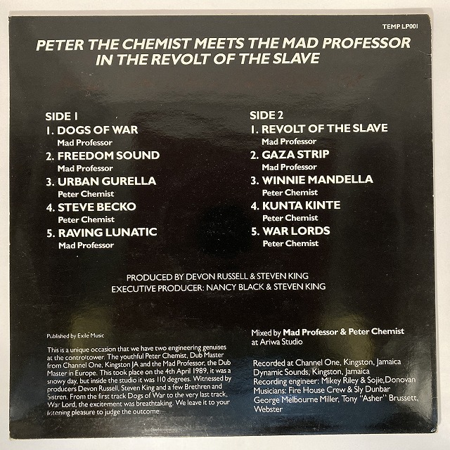 PETER CHEMST MEETS MAD PROFESSOT / RECOLT OF THE SLAVES (UK-ORIGINAL)_画像2