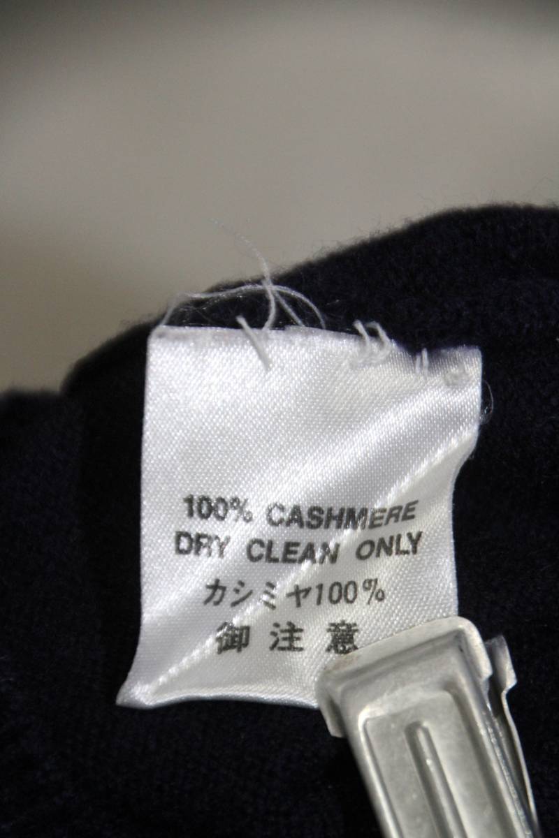 a12 Pearls＆Cashmere 猫 カシミヤ100％ 長袖ニット セーター ネイビー/XL_画像6