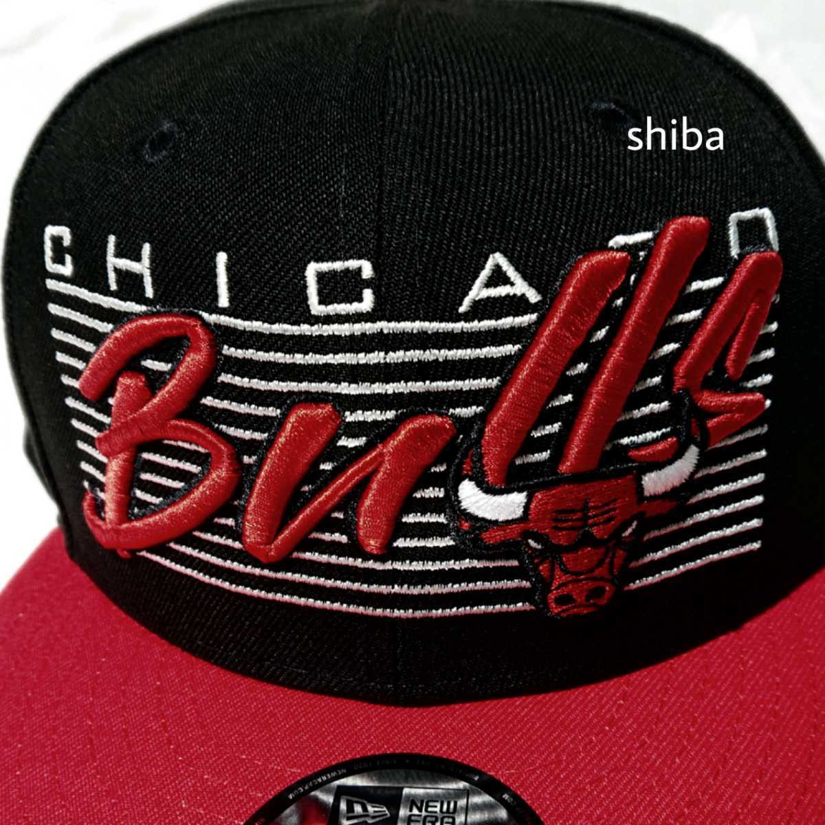 NEW ERA ニューエラ 正規品 キャップ 帽子 9FIFTY 950 黒 ブラック 赤 レッド NBA シカゴ ブルズ バスケットボール NBA M/Lサイズ_画像2