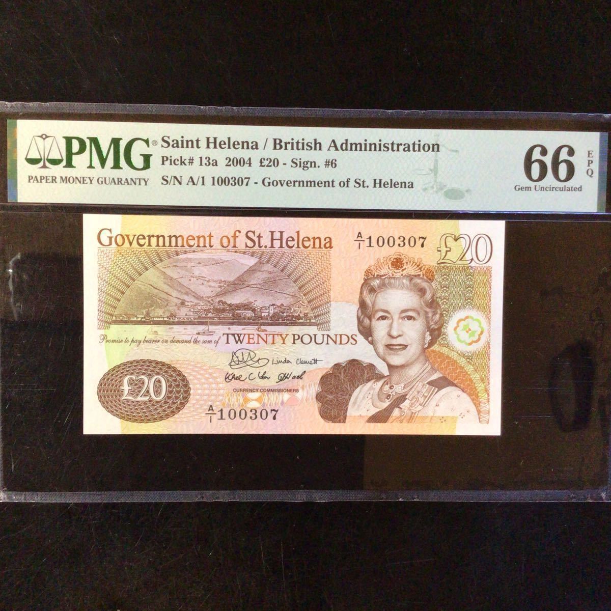 World Banknote Grading SAINT HELENA《British Administration》20 Pounds【2004】『PMG Grading Gem Uncirculated 66 EPQ』