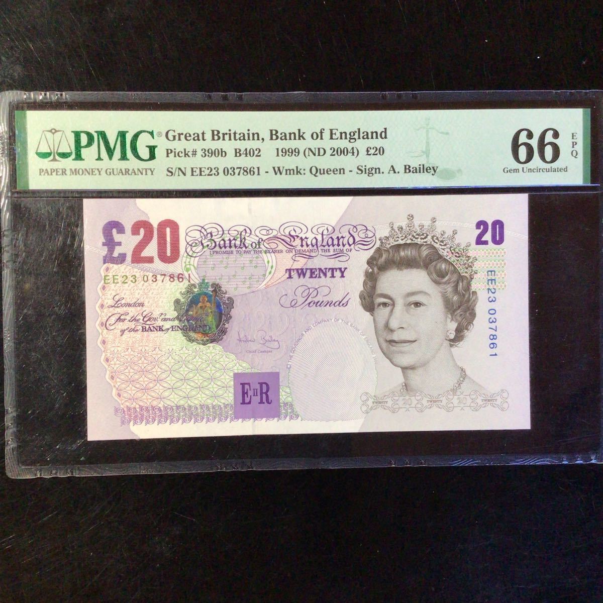 World Banknote Grading GREAT BRITAIN《Bank of England》20 Pounds【1999】『PMG Grading Gem Uncirculated 66 EPQ』