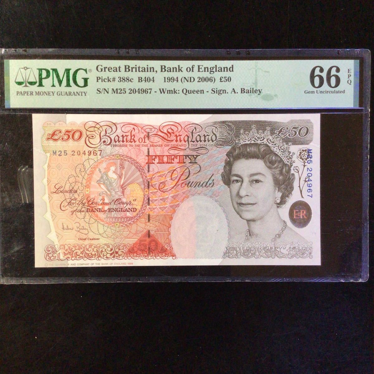 World Banknote Grading GREAT BRITAIN《Bank of England》50 Pounds【1994】『PMG Grading Gem Uncirculated 66 EPQ』