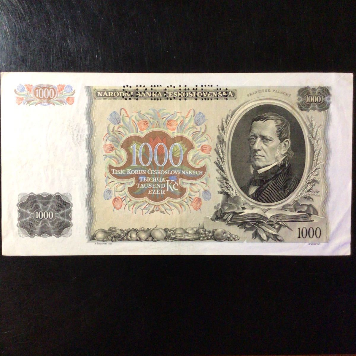 World Paper Money CZECHOSLOVAKIA 1000 Korun【1934】〔Specimen〕_画像2