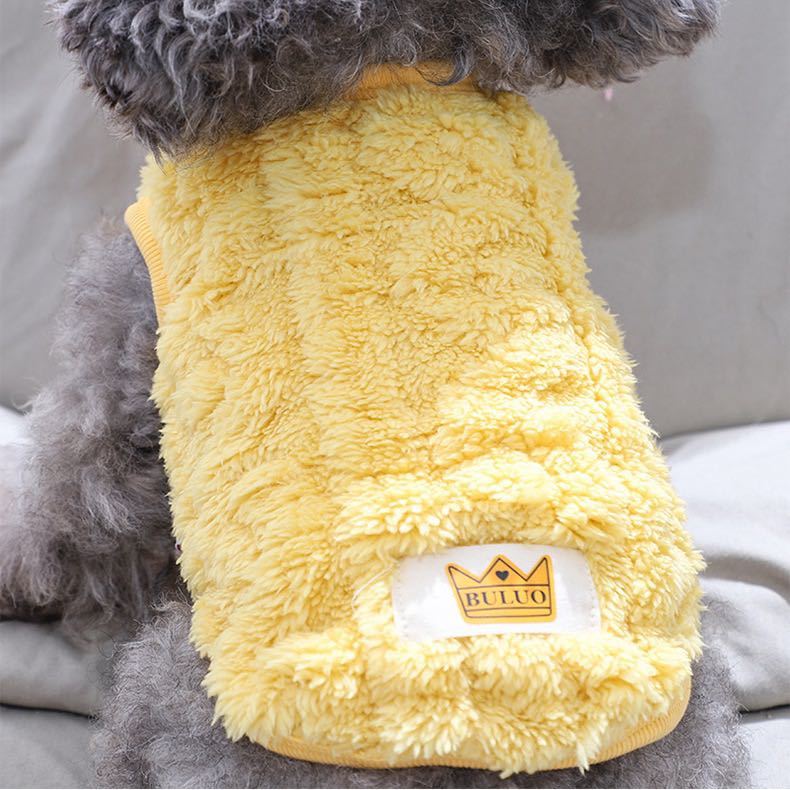 S 袖なし あったか ベスト （黄色） 犬服 猫服 ペット用品 犬の服 ペット服 保温 モコモコ_画像6