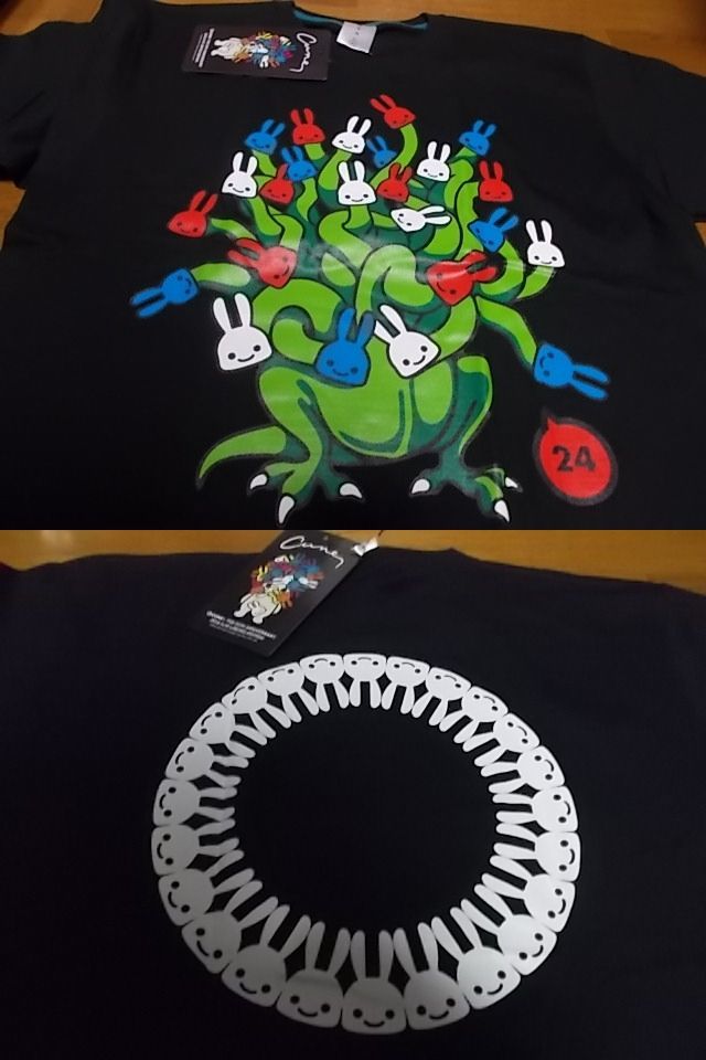 送料無料 新品 cune キューン うさぎ 24周年記念 Tシャツ XL 黒 ドラゴン 龍 ヤマタノオロチ 竜
