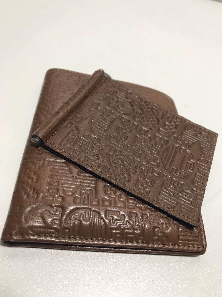 未使用　◆ ミッソーニ　二つ折財布　レザー　本皮　ブラウン　カードケース 付き_画像7