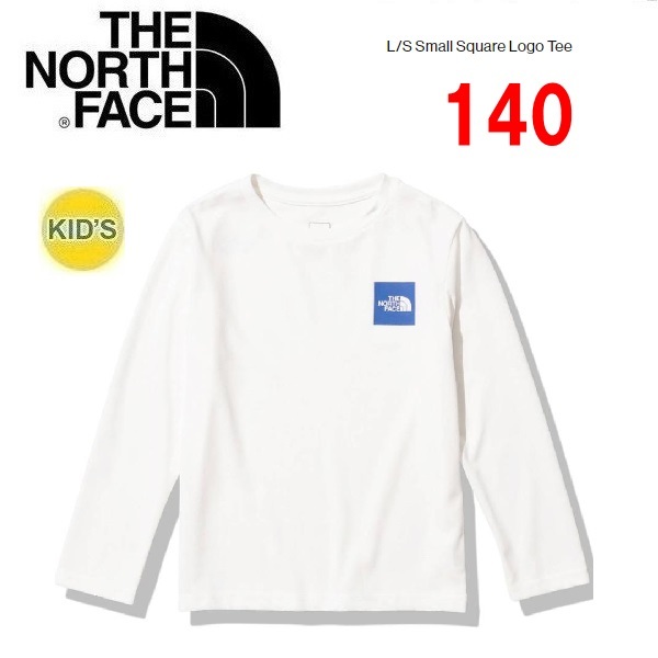 THE NORTH FACE ザノースフェイス キッズ スモールスクエアロゴロングＴシャツ ホワイト 140 NTJ32357　子供用　ロンＴ　長袖　アウトドア_画像1