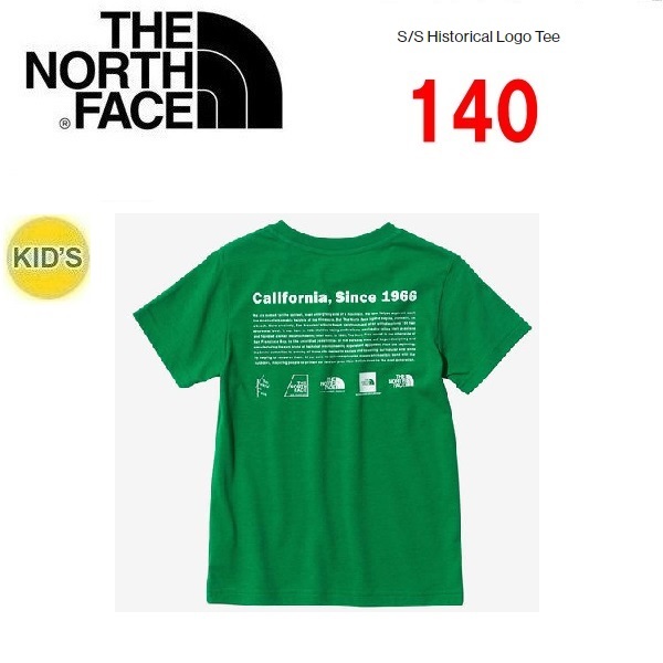 THE NORTH FACE ザノースフェイス キッズ ヒストリカルロゴＴシャツ グリーン 140　NTJ32356　子供用　半袖　アウトドア_画像1