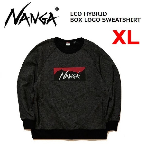 NANGA ナンガ ハイブリッドボックスロゴスウェットシャツ ブラック XL　N1blLRG5　メンズ　トレーナー　アウトドア　キャンプ_画像1