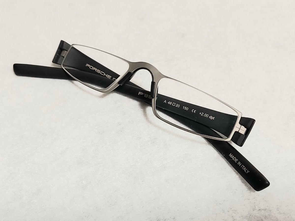 新品　PORSCHE DESIGN ポルシェデザイン　イタリア製　ブランド　メガネ　めがね　セルフレーム　軽量　軽い　シルバー_画像4