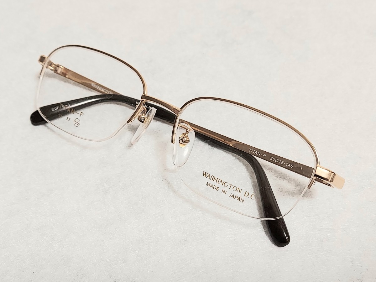 新品　WASHINGTON D.C　ワシントンD.C.　日本製　ブランド　メガネ　めがね　ハーフリム　チタン　軽い　高級感　綺麗　ゴールド_画像5