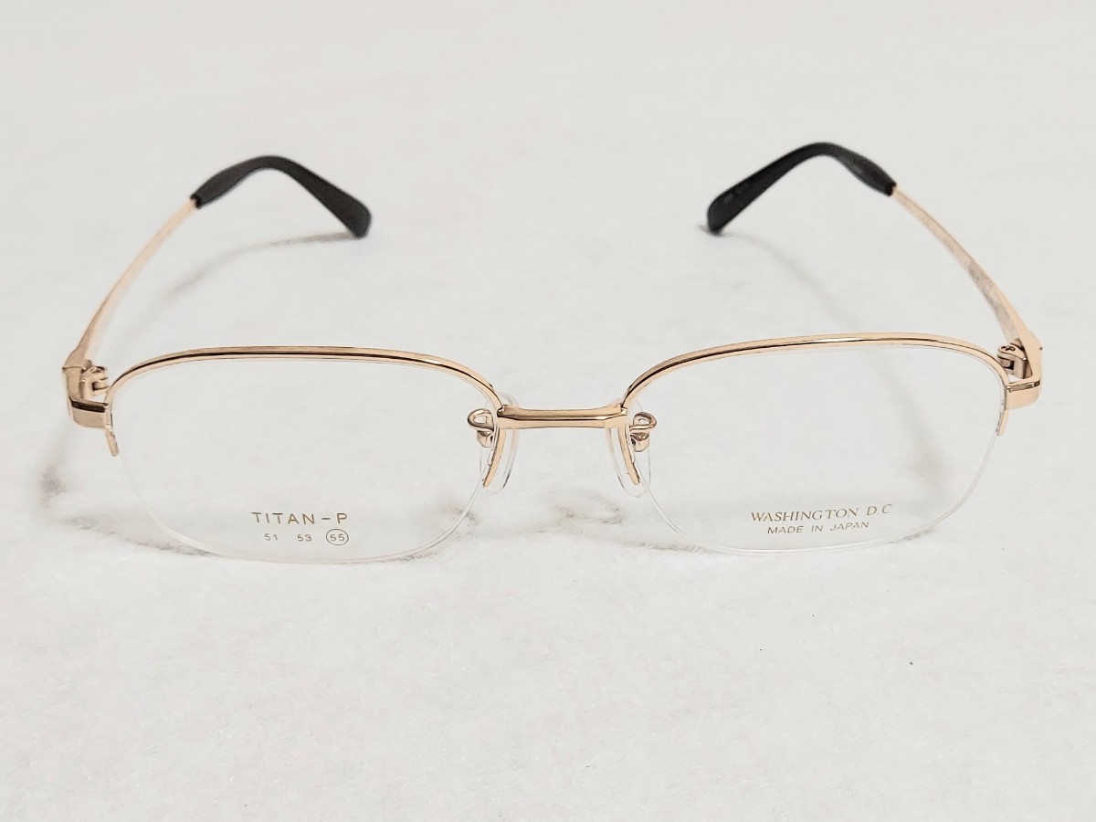 新品　WASHINGTON D.C　ワシントンD.C.　日本製　ブランド　メガネ　めがね　ハーフリム　チタン　軽い　高級感　綺麗　ゴールド_画像3