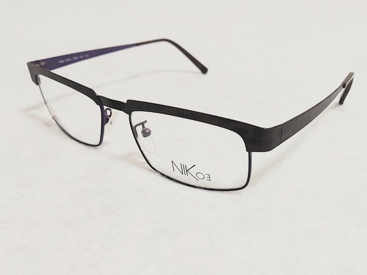 新品　NIK03 ニックゼロスリー　イタリア製　ブランド　メガネ　めがね　フルリム　軽い　高級感　上品　スクエア　ヒョウ柄