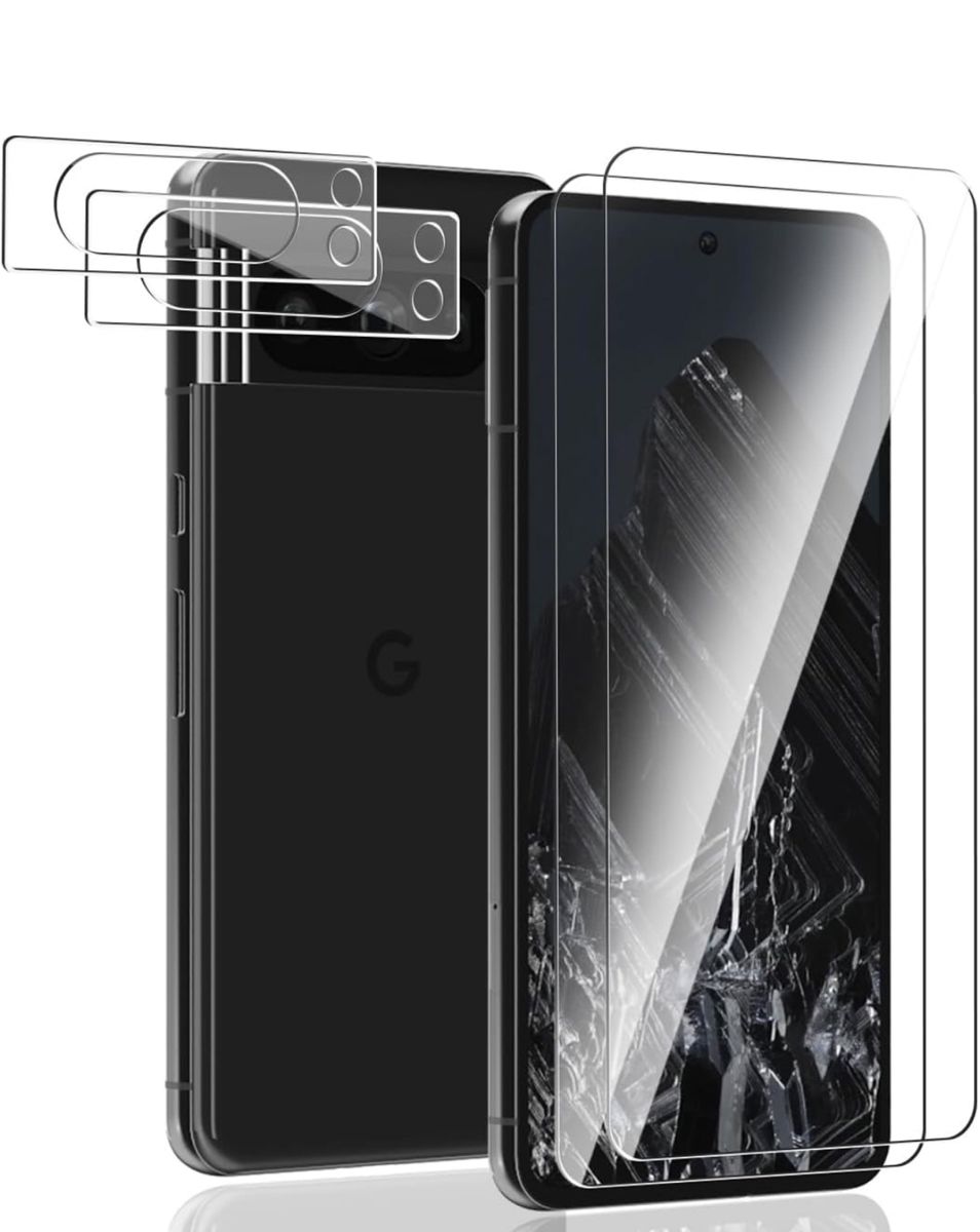 google pixel 8 Proガラスフィルム（２枚入）＋ カメラフィルム 2枚入 指紋認証対応全面保護フィルム 硬度9H 