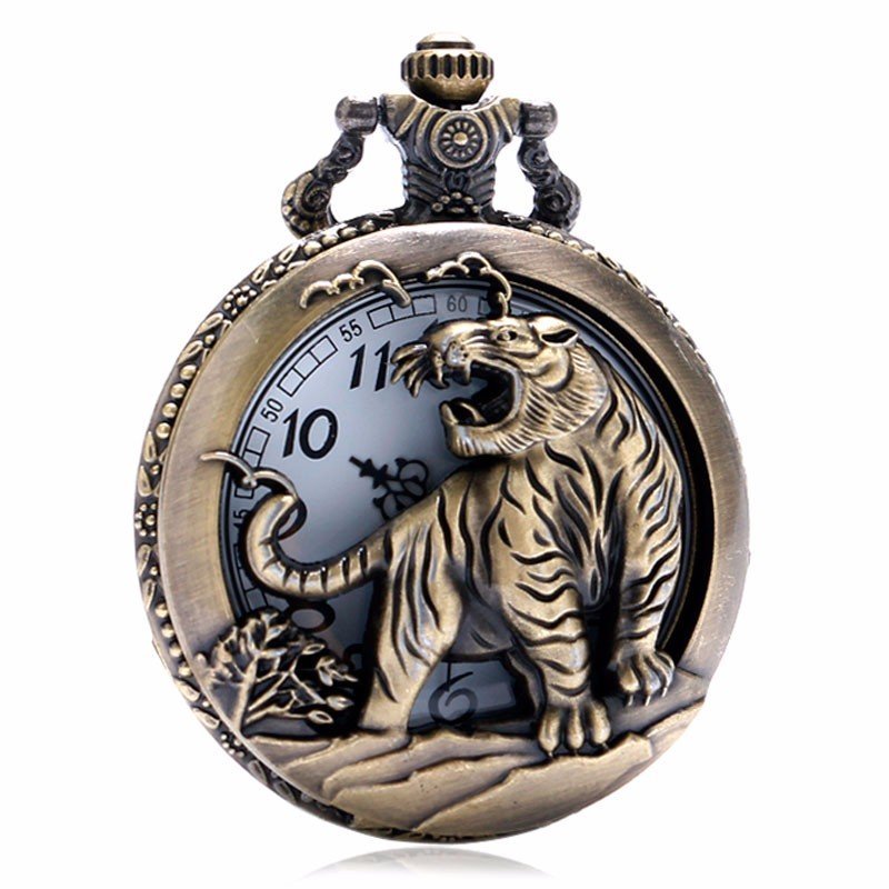 [ postage our company charge ] pocket watch .. year Tiger tiger ... pocket watch antique style chain necklace quartz retro P903