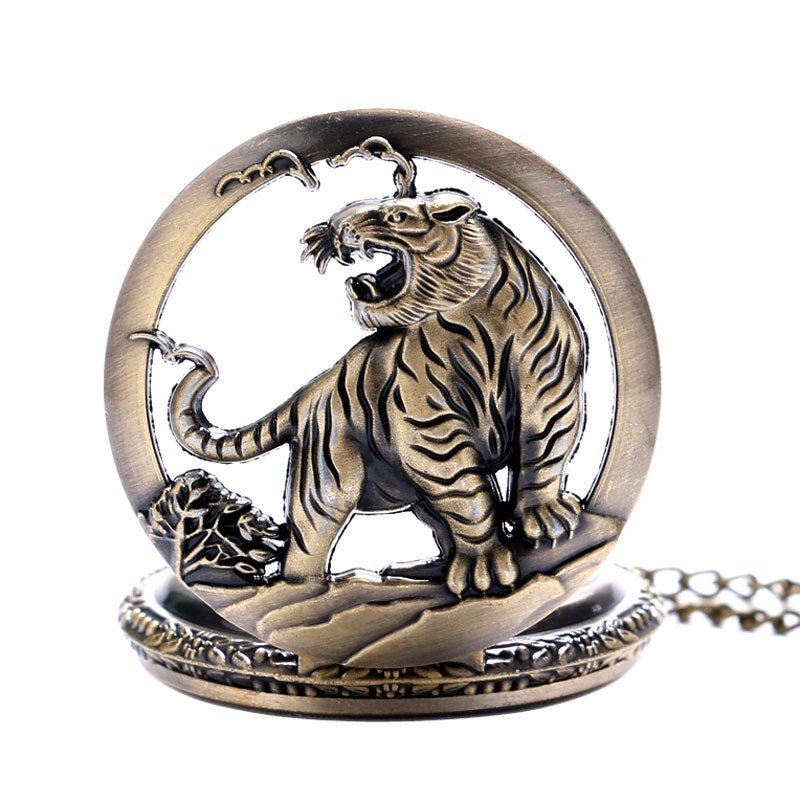 [ postage our company charge ] pocket watch .. year Tiger tiger ... pocket watch antique style chain necklace quartz retro P903