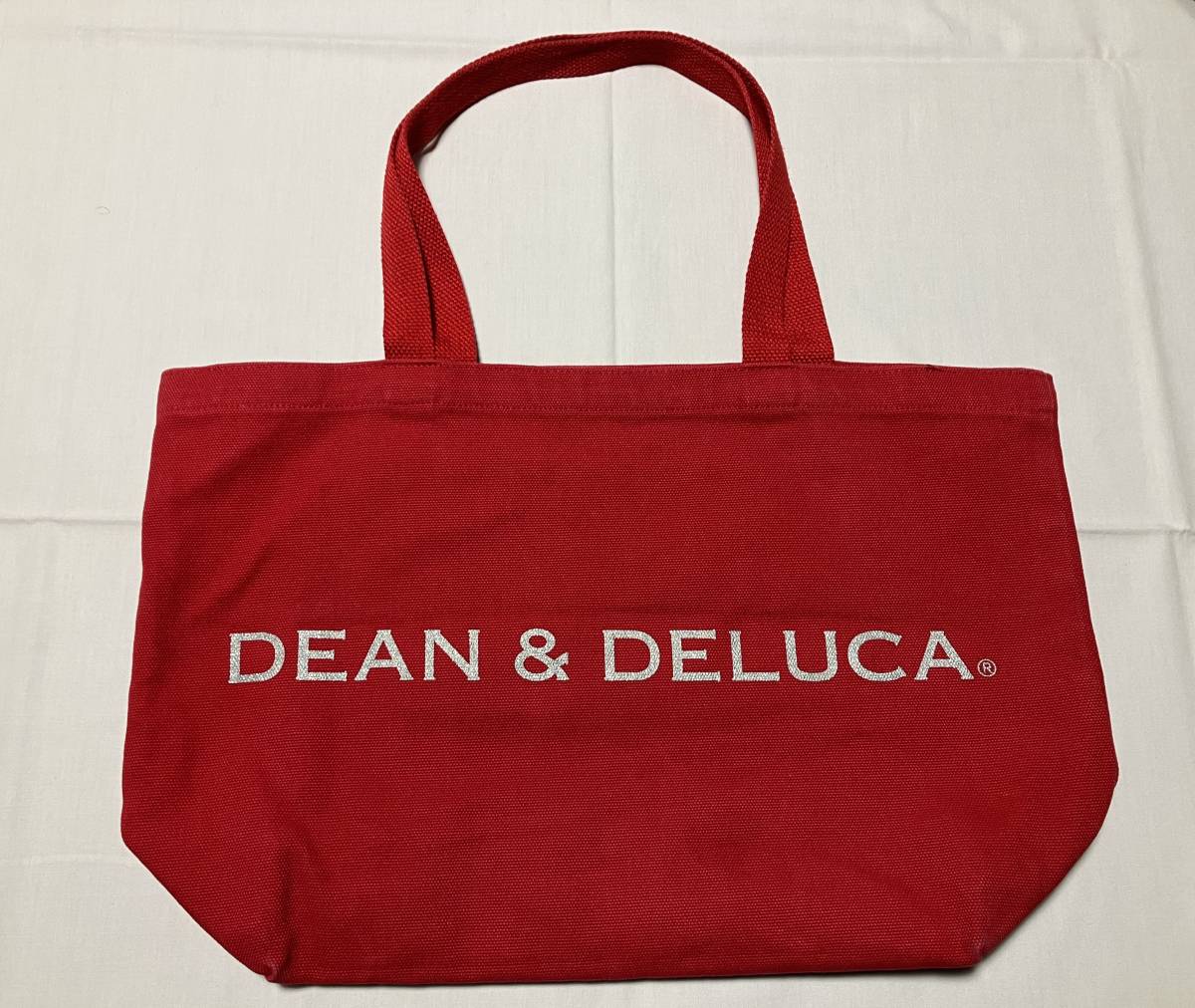 DEAN&DELUCA Dean and Dell -ka красный × серебряный большая сумка / портфель Япония б/у товар 