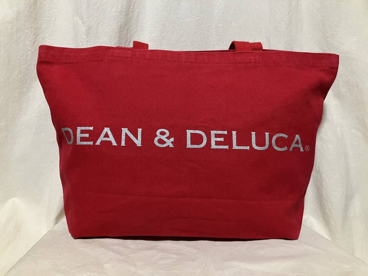DEAN&DELUCA Dean and Dell -ka красный × серебряный большая сумка / портфель Япония б/у товар 