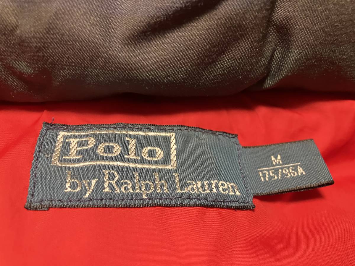 Polo by Ralph Lauren ポロ ラルフローレン グリーン紺系チェック柄 ダウンベスト フード取り外し可能 M 175/96A 中古品_画像10