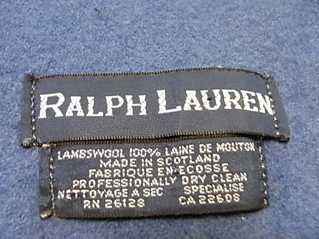 RALPH LAUREN ラルフローレン マフラー 青系 中古品 スコットランド製_画像7