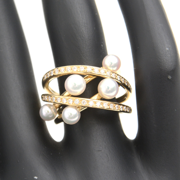 Mikimoto кольцо женский baby жемчуг бриллиантовое кольцо 11 номер Gold MIKIMOTO K18 б/у 