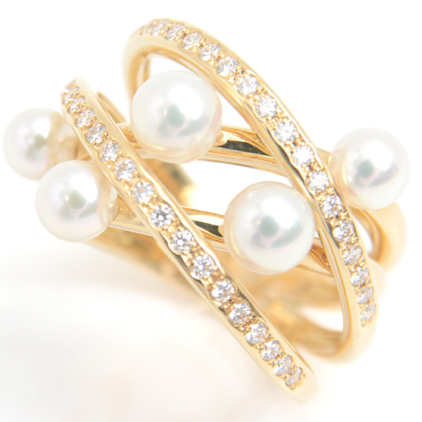  Mikimoto кольцо женский baby жемчуг бриллиантовое кольцо 11 номер Gold MIKIMOTO K18 б/у 