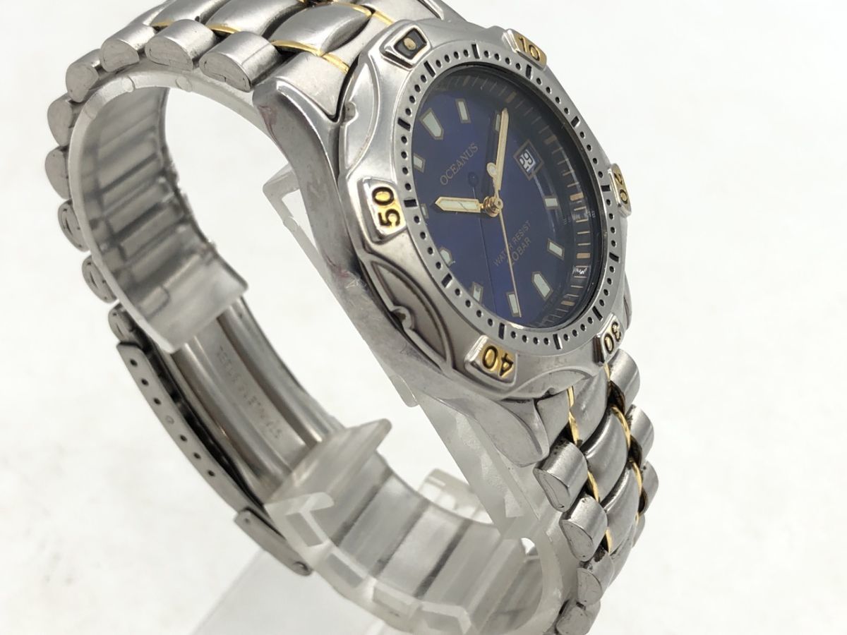 1202-501S⑦22398　腕時計 CASIO カシオ OC-700 OCEANUS オシアナス デイト ブルー文字盤 クォーツ_画像4